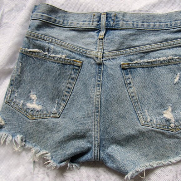 Agolde Shorts Womens 26 Blue Button Cut Off Shorts - Picture 2 of 5